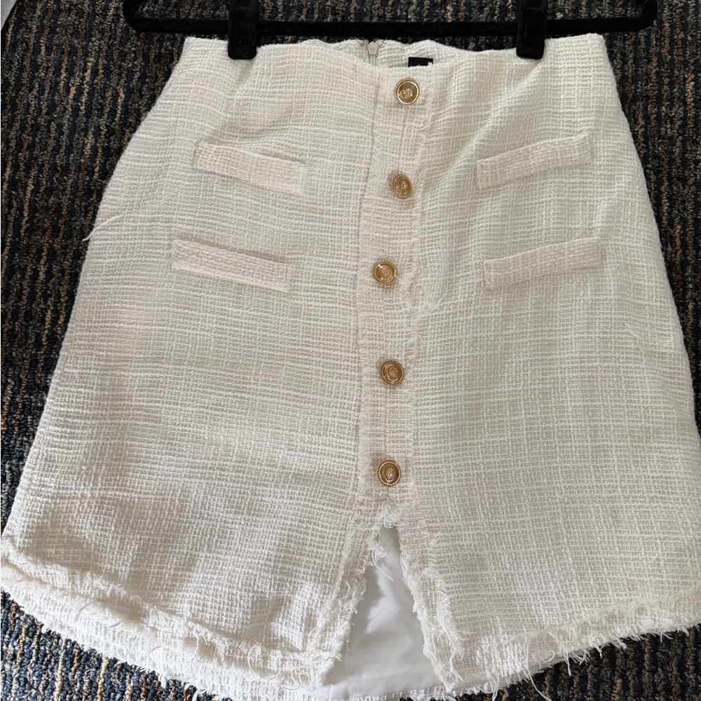 Shein Elegant White Button-Front Women Skirt